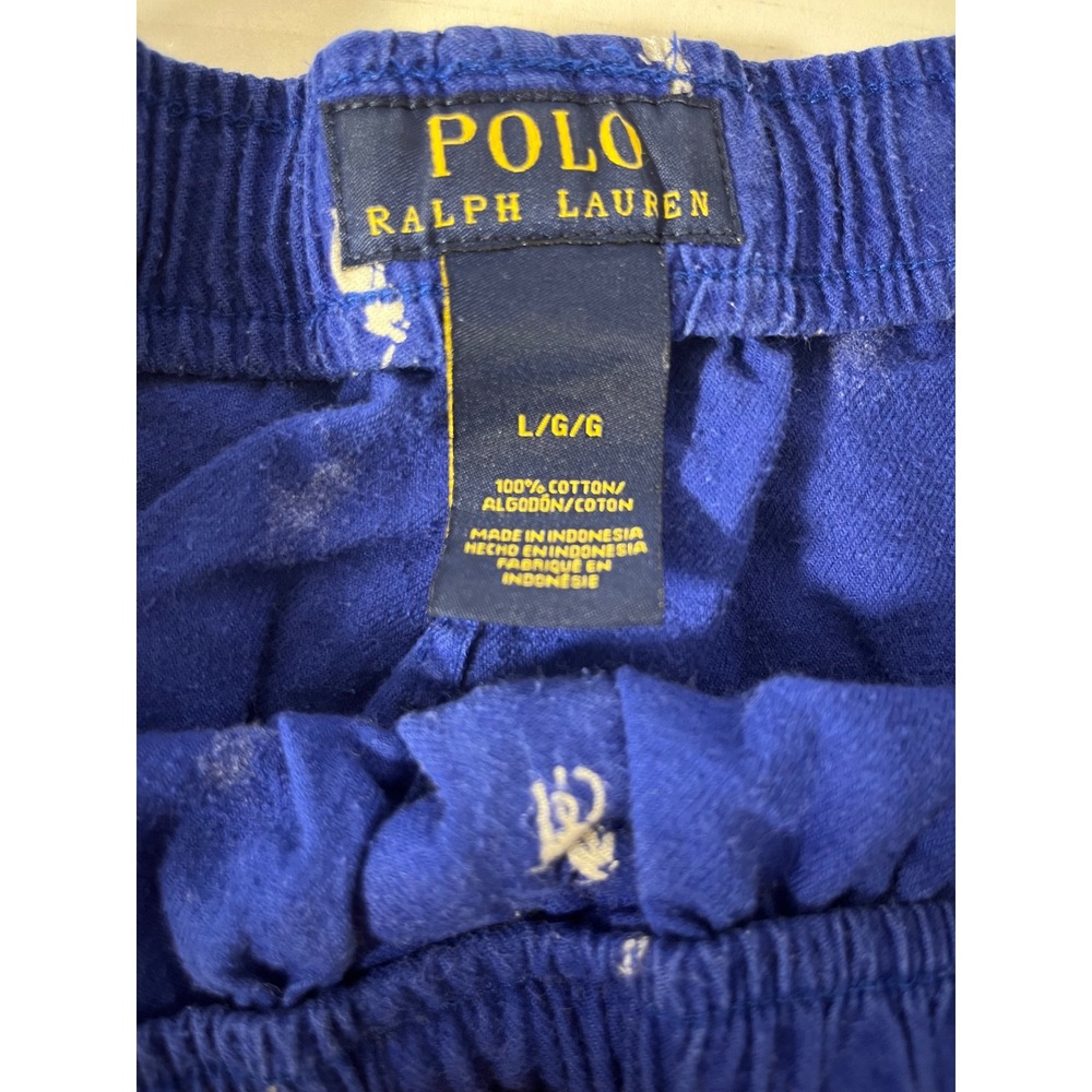 Polo Ralph Lauren Pajama Pants Women Large Blue Pony Print Cotton Lounge - Picture 4 of 7